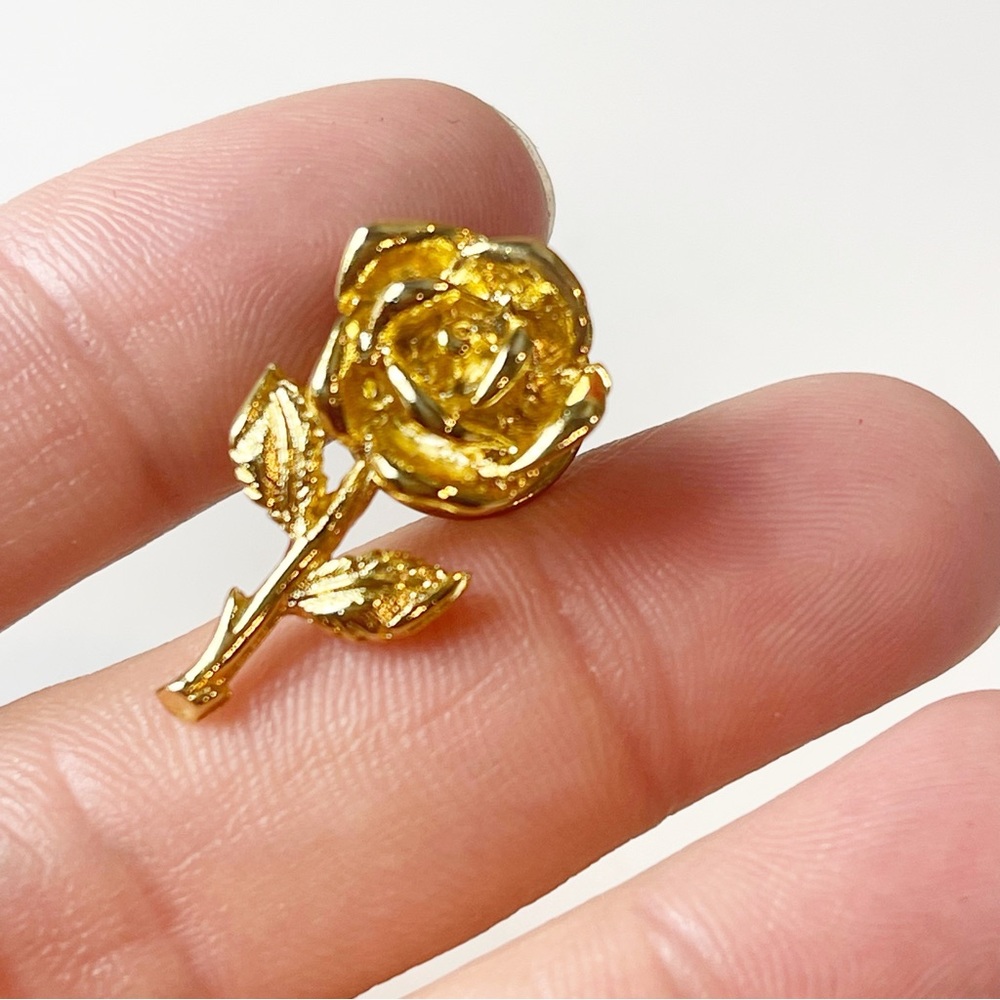 Rose Gold Tone Leaves Lapel Hat Tie Pin Souvenir Vintage - Picture 2 of 7